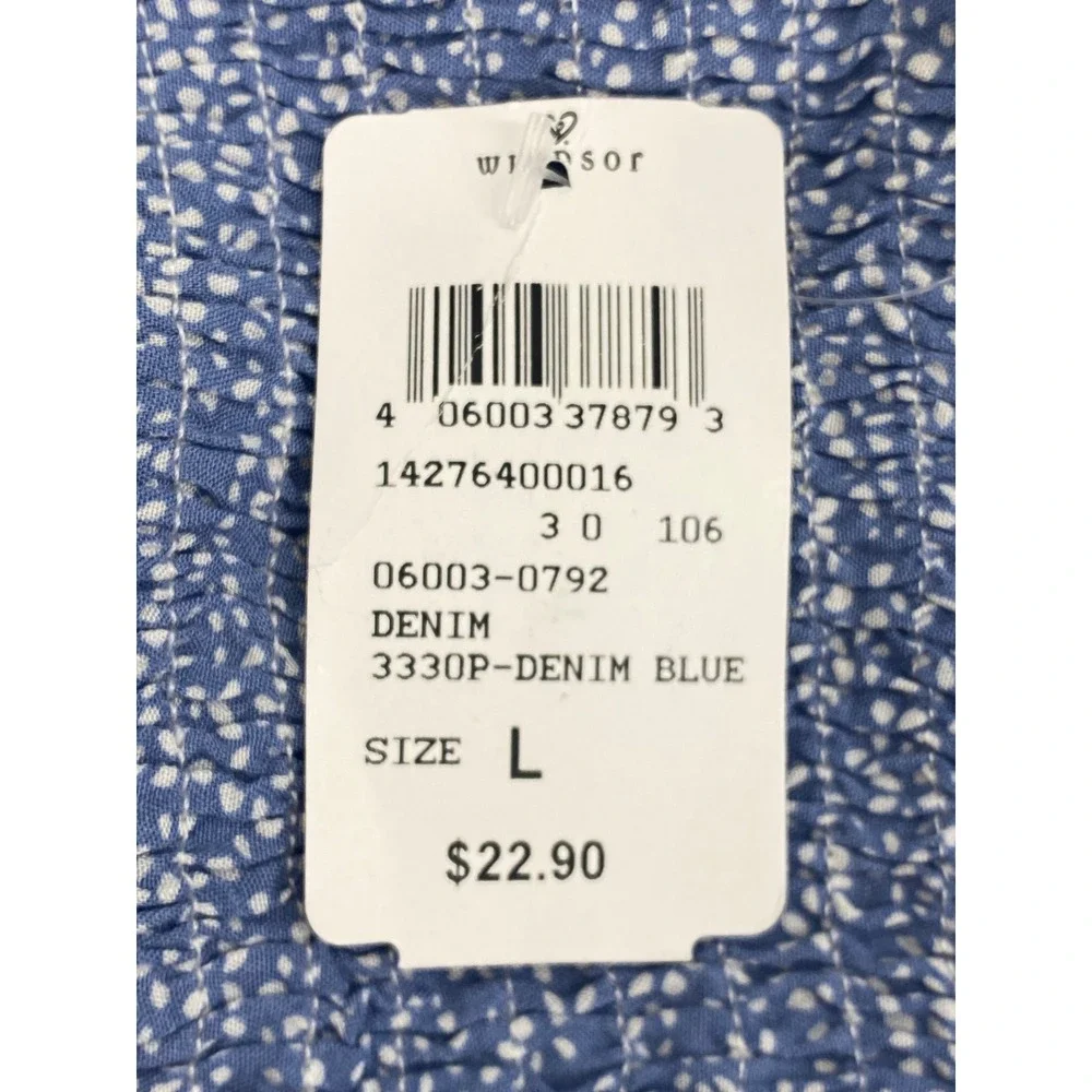 Windsor Smocked Tube Top Womens Large Blue Floral Summer Peplum Strapless NWT - Picture 3 of 6